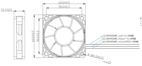 60X60X15MM 12V 0.28A DC FAN