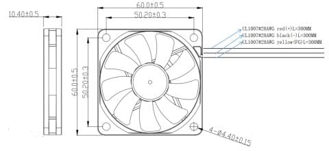 60X60X10MM-12VDC-0.23A