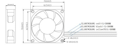 70X70X15MM-12VDC-0.30A