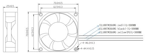 70X70X25MM-12VDC-0.30A