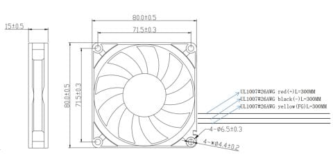 80X80X15MM-12VDC-0.25A