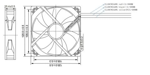 120X120X25MM-12VDC-0.50A