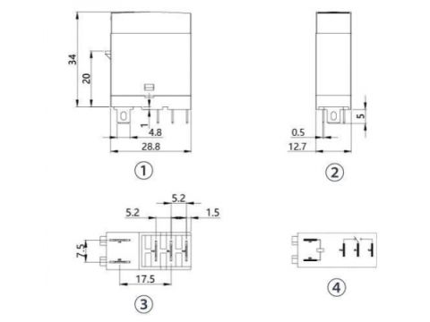 12V DC PCB Röle 12A | NNC69KTL-1Z Tek Kontaklı Röle