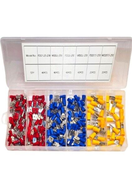 IC-274F KUTULU İZOLELİ FASTON TİP DİŞİ ERKEK KABLO UCU SETİ 200 PARÇA