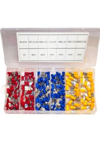 IC-274F KUTULU İZOLELİ FASTON TİP DİŞİ ERKEK KABLO UCU SETİ 200 PARÇA