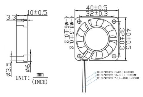 40X40X10MM-12VDC-0.15A