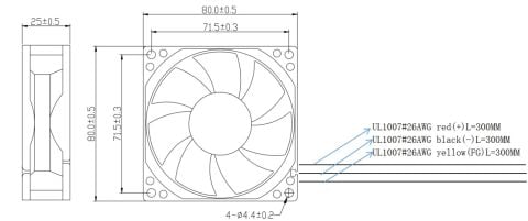 80X80X25MM-12VDC-0.40A