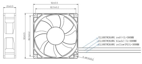 92X92X25MM-12VDC-0.50A