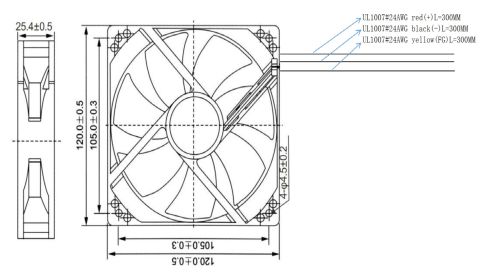 Lüfter-LTA1225M1S 120X120X25mm 12VDC 0,50A Fan