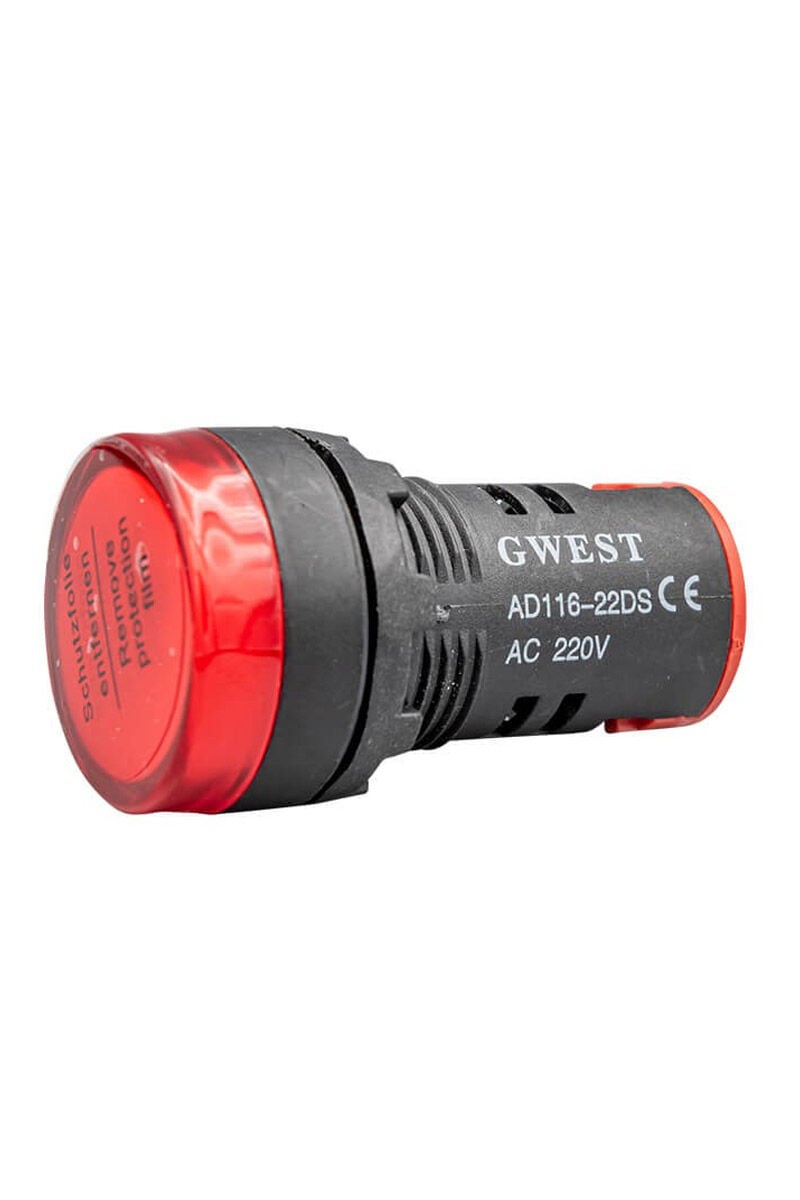 AD116-22MM-220V 22mm Kırmızı LED'li Sinyal Lambası 220VAC-DC