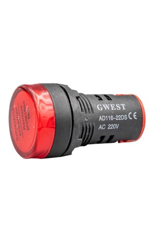 AD116-22MM-220V 22mm Kırmızı LED'li Sinyal Lambası 220VAC-DC