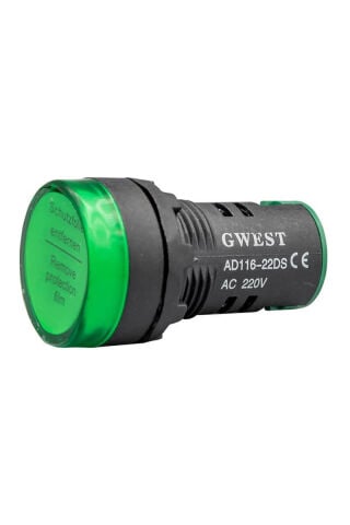 AD116-22MM-220V 22mm Yeşil LED'li Sinyal Lambası 220VAC-DC