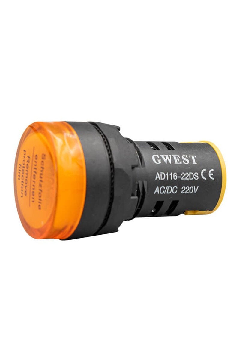 AD116-22MM-24V 22mm Sarı LED'li Sinyal Lambası 24VDC-AC